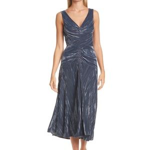 Vince Ruched Textured Velvet Sleeveless Dress